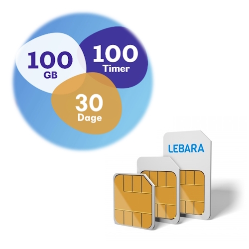 SIM-kort - Lebara (100GB Data | 100Timers Tale | Fri SMS/MMS)